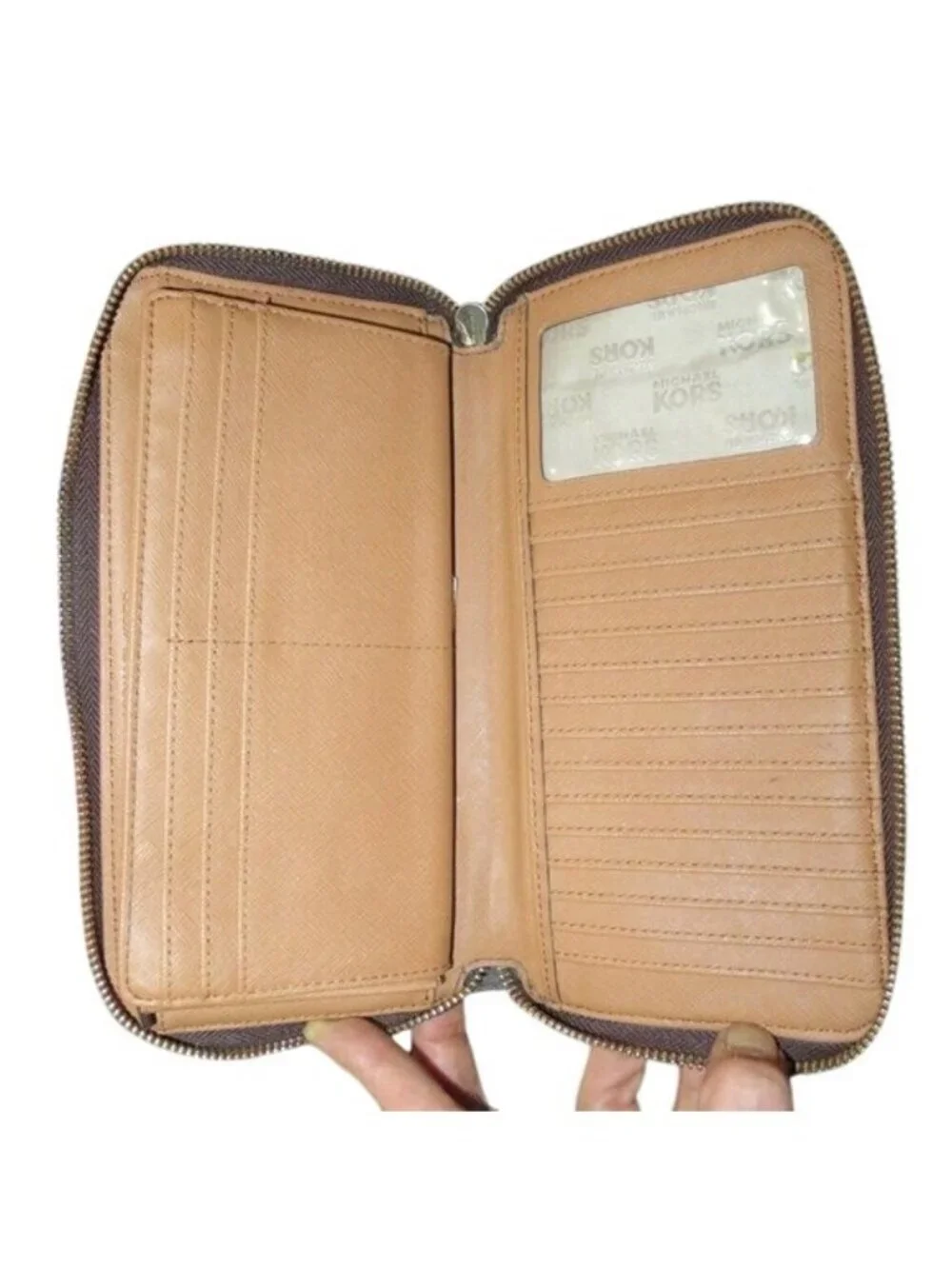 Michael Kors Large Coated Canvas MK Jet logo Zip Around Continental Long Wallet